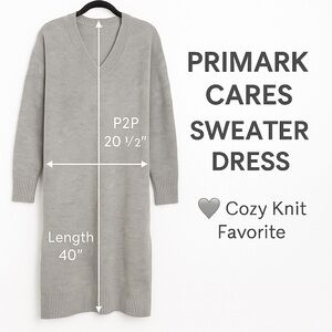 Primark Cares Gray V-Neck Long Sleeve Sweater Dress Size M